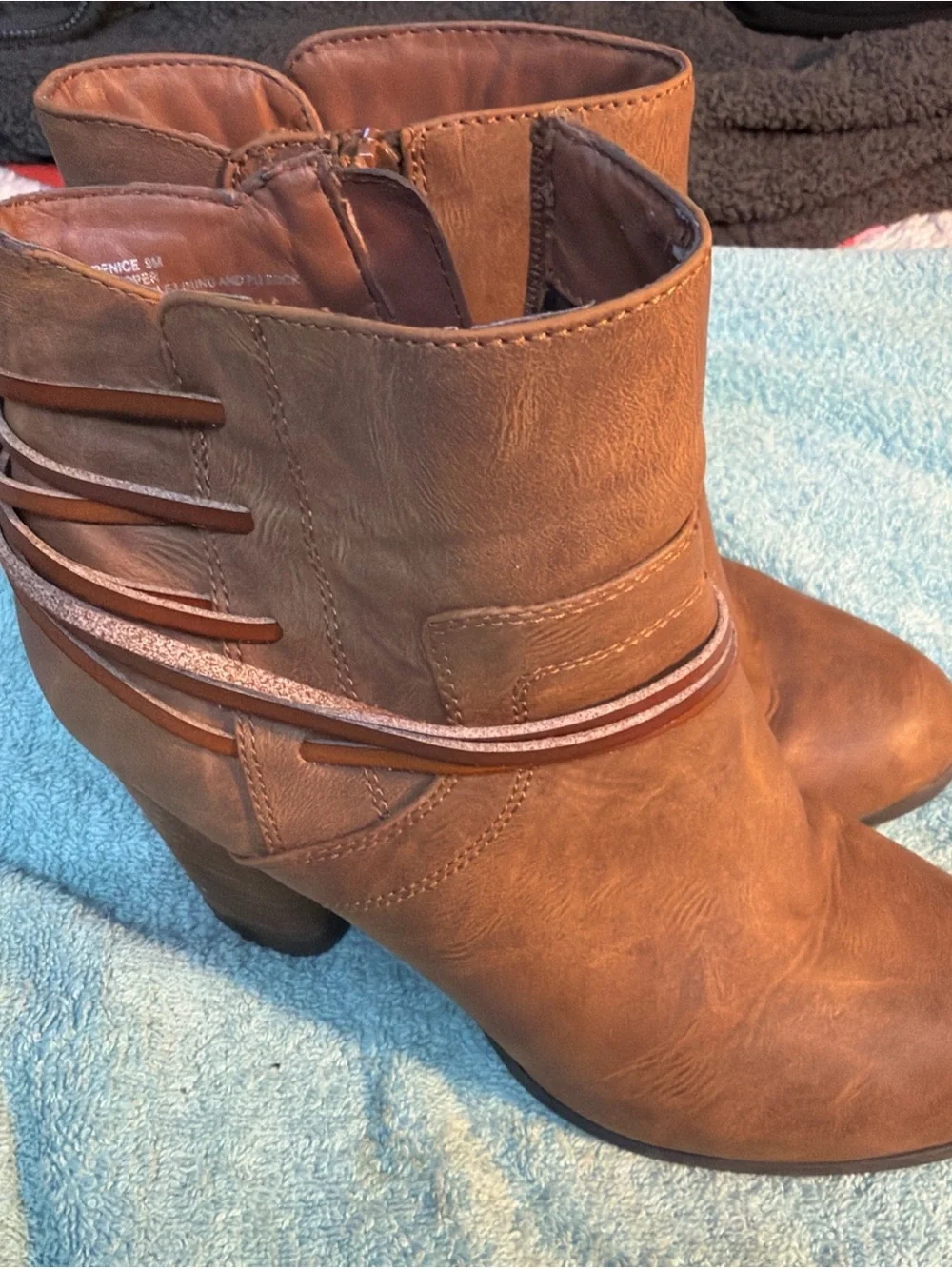 Madden Girl Denice 9M Women's Brown Ankle Boot with Strappy Detail